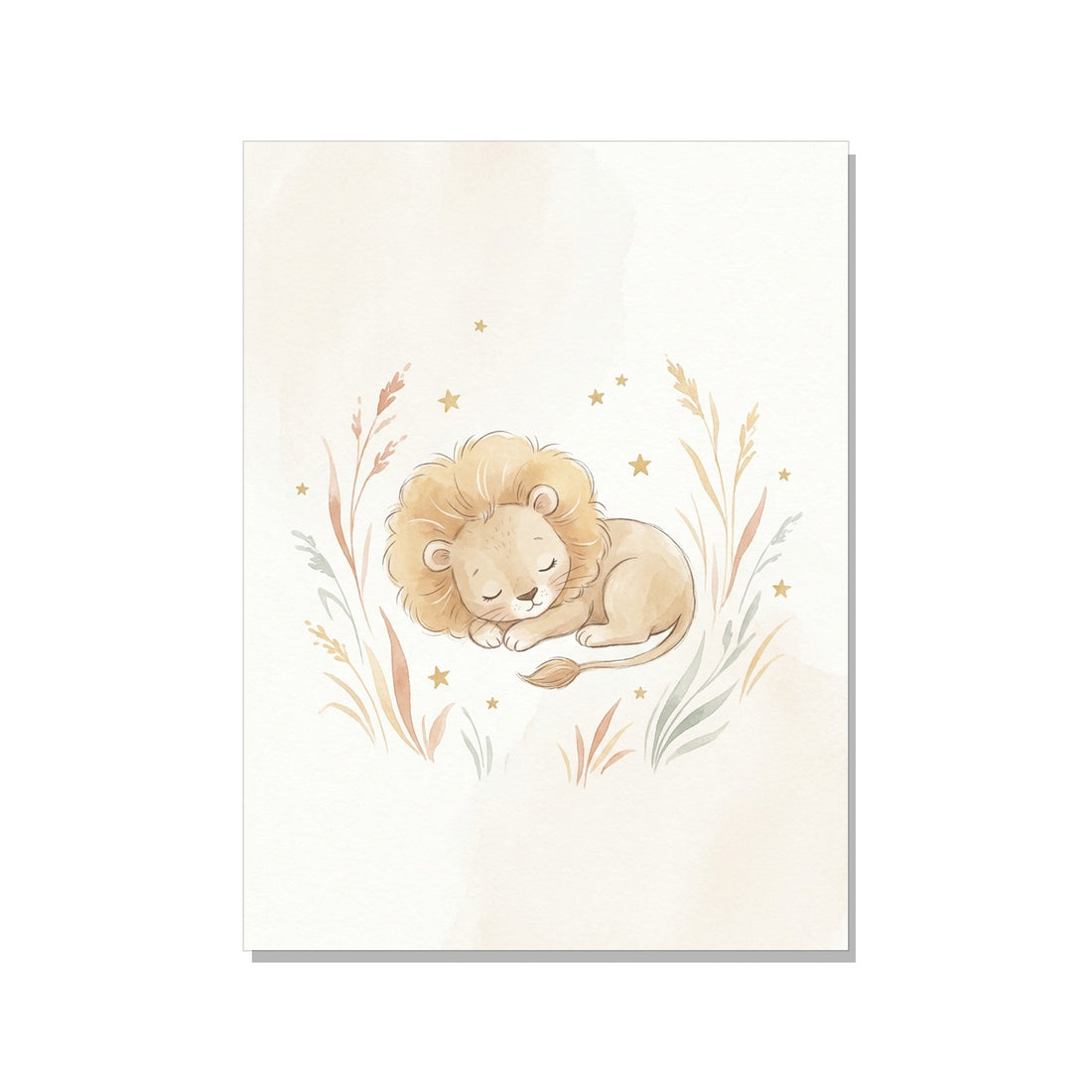Affiche chambre bébé lion scandinave – Douceur dorée - vue 1