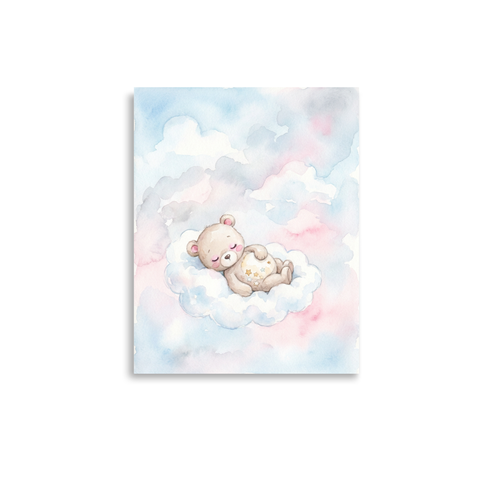 Affiche Ourson des Songes Nuageux pour Chambre Bébé Personnalisable