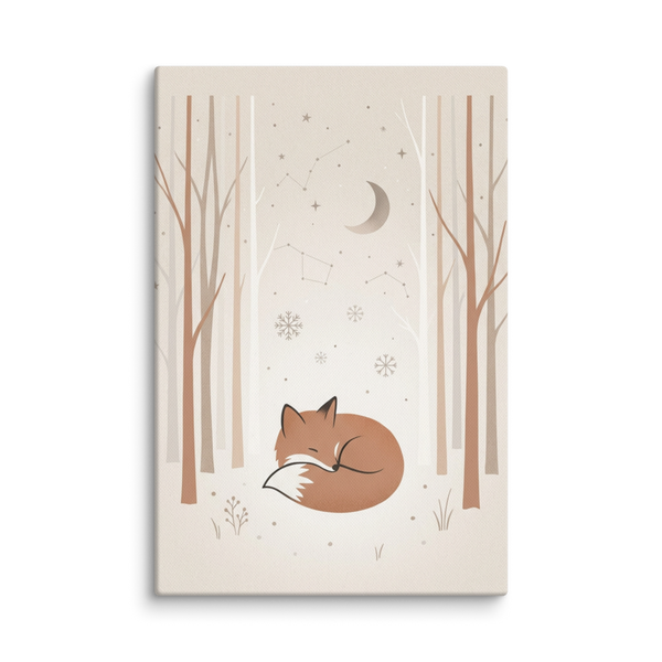 Toile Enfant Personnalisable Renard des Neiges et Étoiles