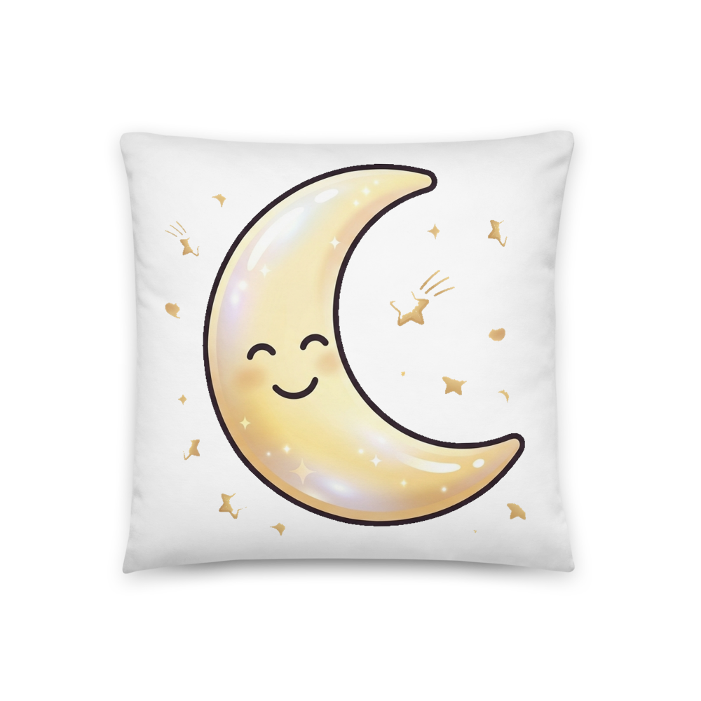 Coussin Personnalisé Lune et Étoiles Dorées pour Chambre de Bébé