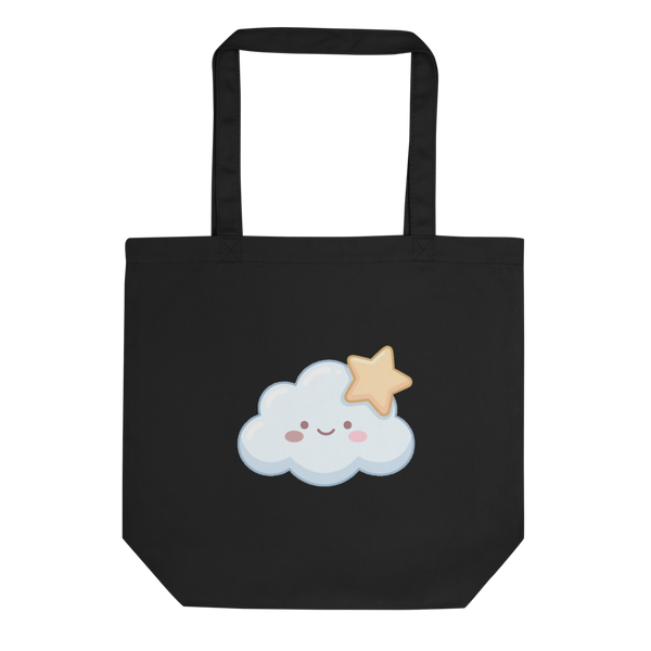 Tote Bag Coton Personnalisable Nuage Étoile pour Naissance et Déco - Noir