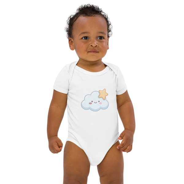 Body Bébé Coton Bio Nuage Étoile Rêveur pour Naissance et Chambre - Blanc