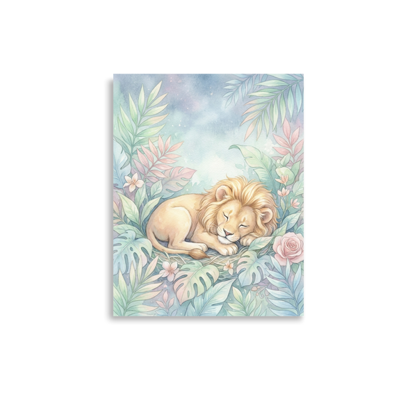 Affiche Chambre Bébé Jungle Rêves de Lionceau Pastel pour Naissance
