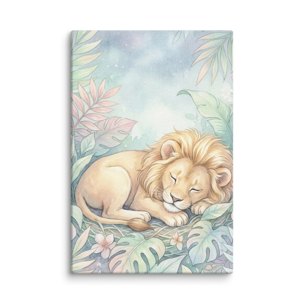 Toile Canvas Rêves de Lionceau Pastel pour Chambre Bébé Jungle