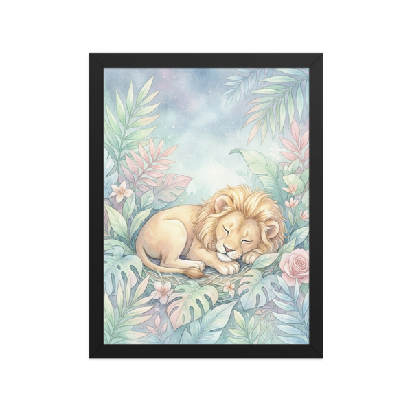 Affiche Encadrée Rêves de Lionceau Pastel pour Chambre Bébé Jungle