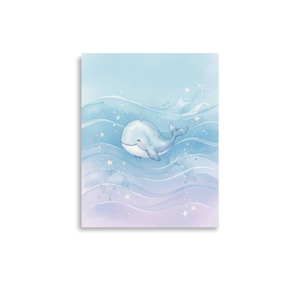Affiche Baleine Bleue des Songes pour Chambre Bébé Personnalisable