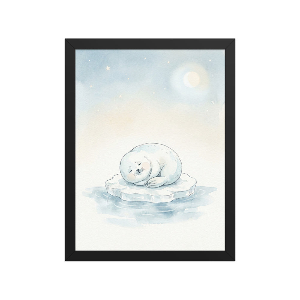 Poster encadré naissance bébé style scandinave – Phoque