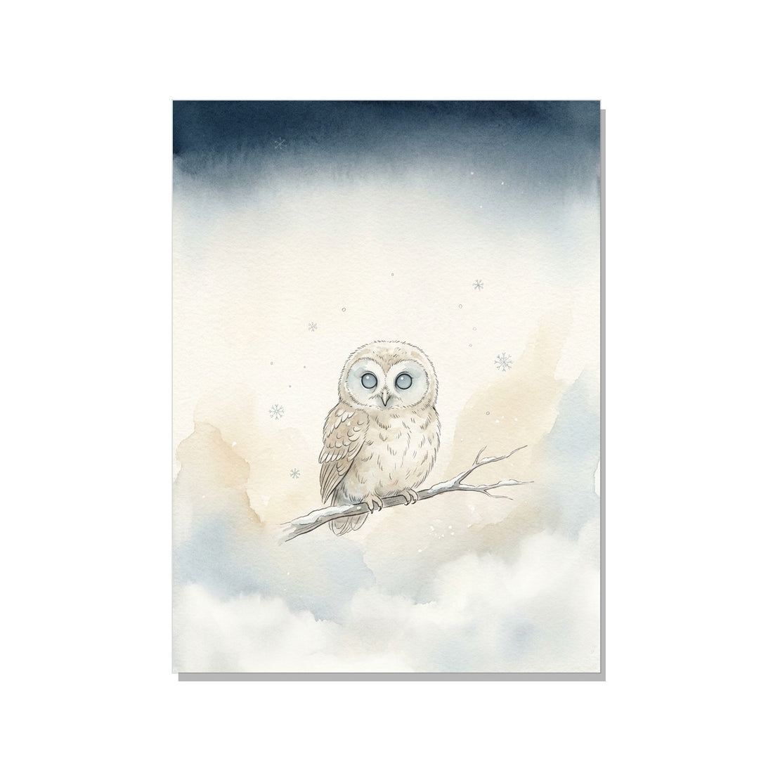 Poster Chambre Bébé Scandinave – Chouette Aquarelle - vue 1