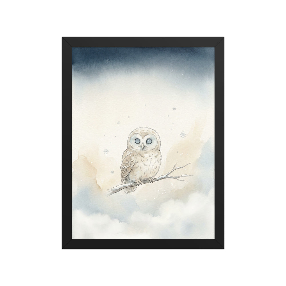 Affiche encadrée chambre bébé – Chouette aquarelle
