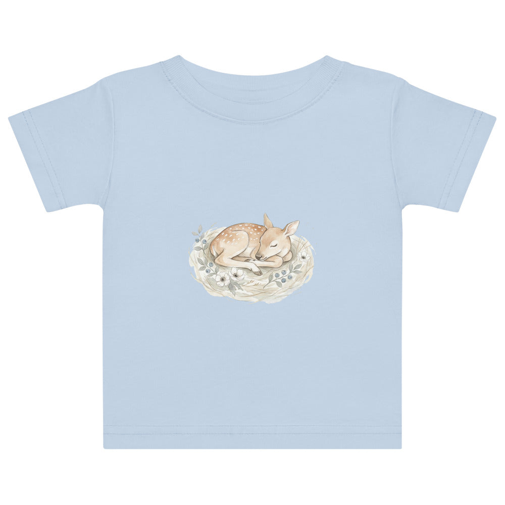 T-shirt bébé original naissance – Faon aquarelle scandinave