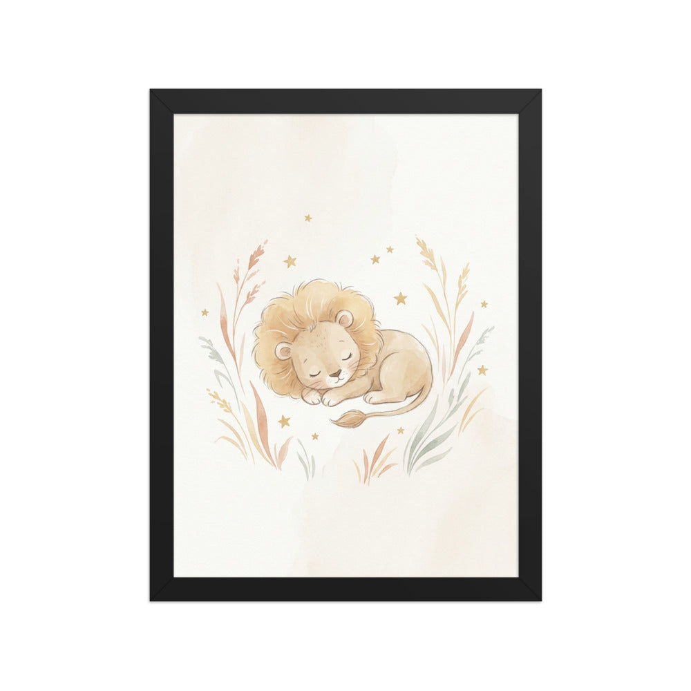 Affiche encadrée chambre bébé lion