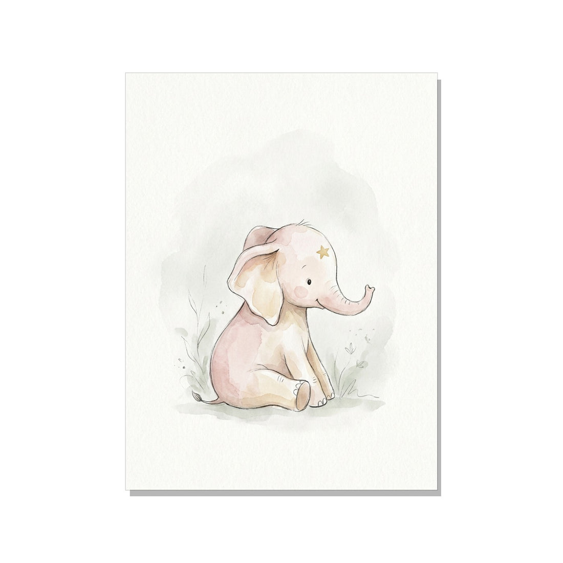 Affiche chambre bébé éléphant – Aquarelle scandinave - vue 1
