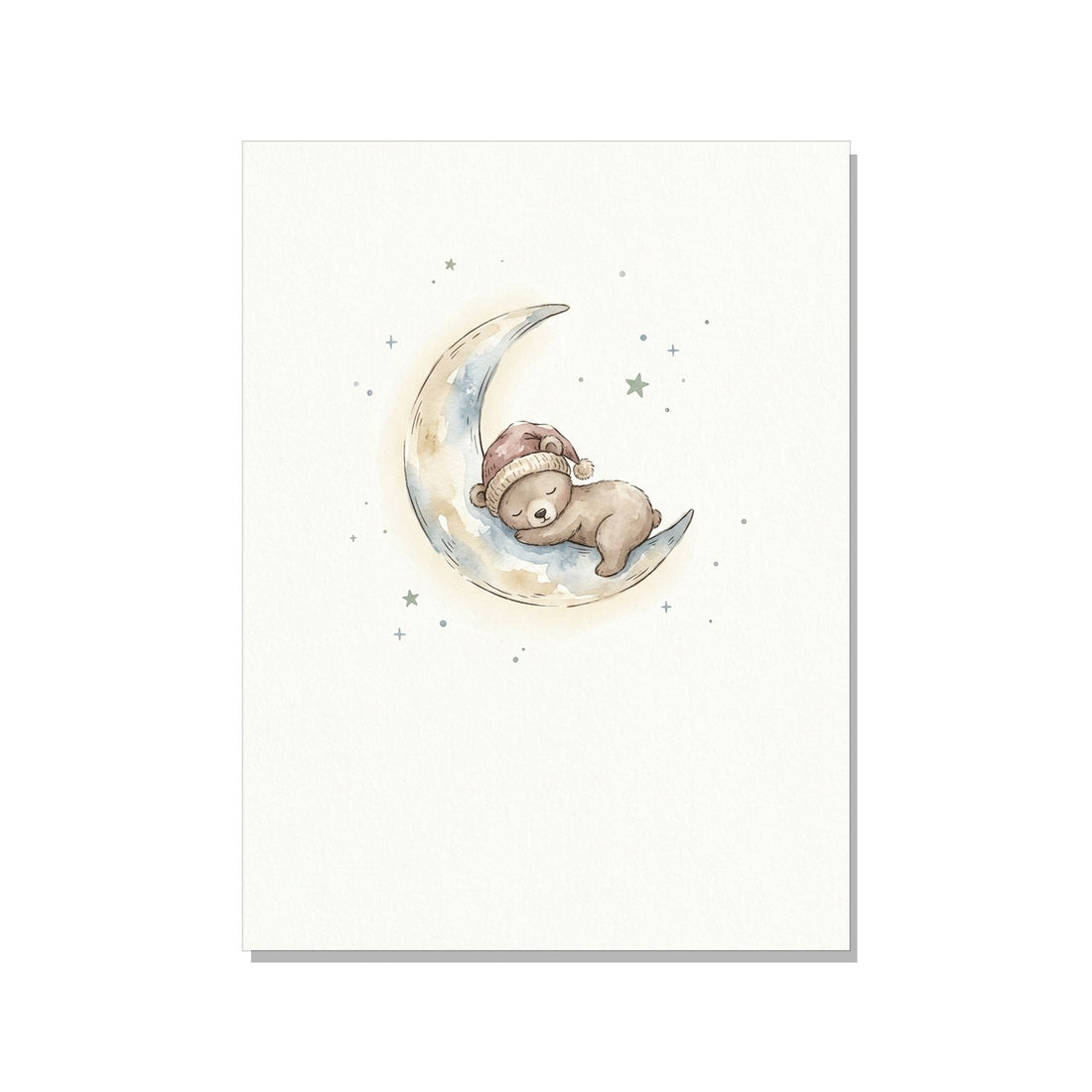 Affiche chambre bébé ourson aquarelle – Lune & Douceur - vue 1