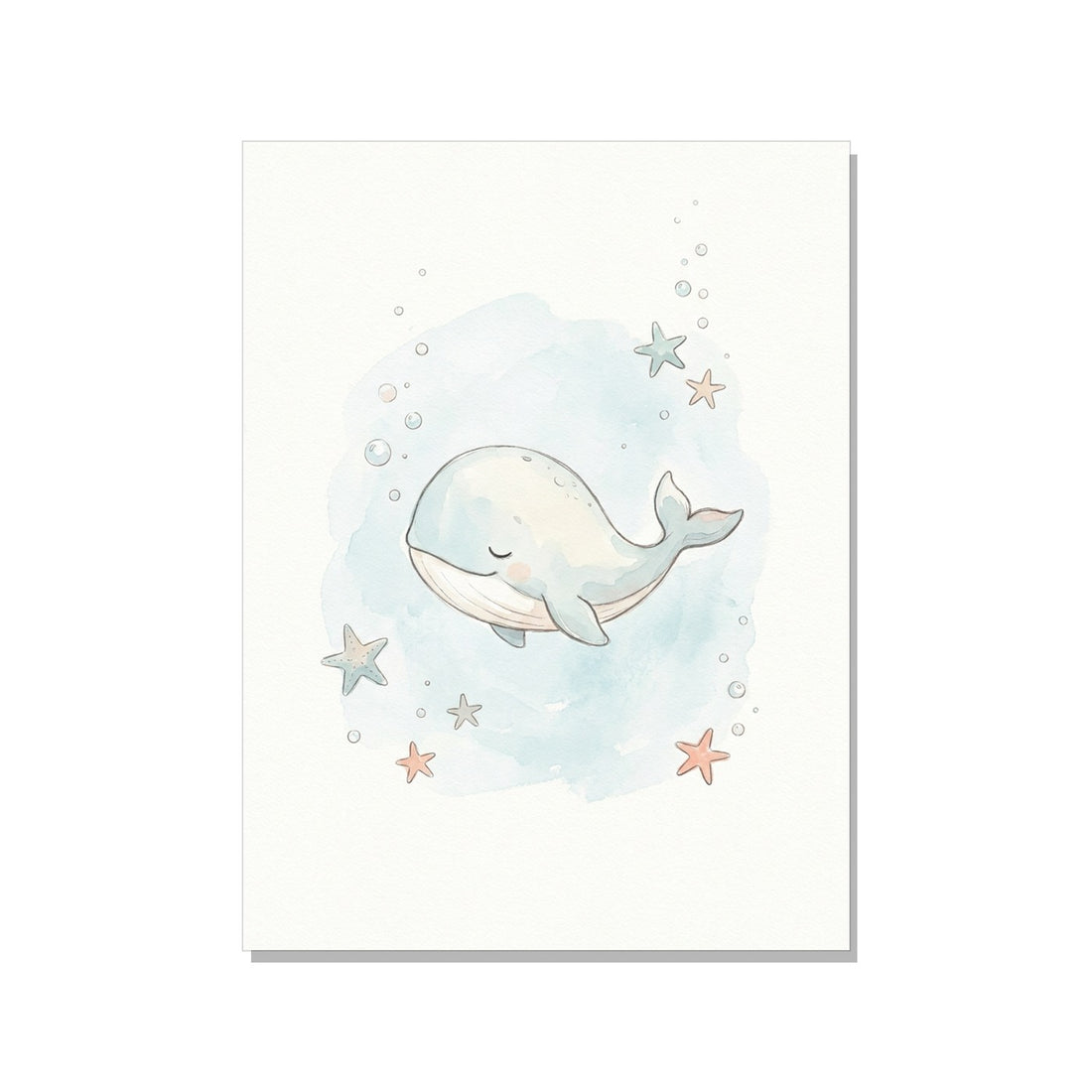 Affiche Chambre Bébé Baleine – Aquarelle Scandinave - vue 1