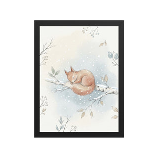 Affiche chambre bébé écureuil encadrée – 30×40 cm