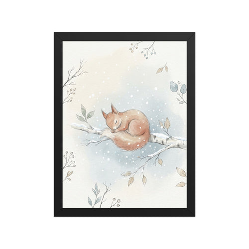 Affiche chambre bébé écureuil encadrée – 30×40 cm