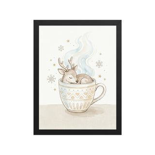 Affiche encadrée chambre bébé – Renne Hygge Aquarelle