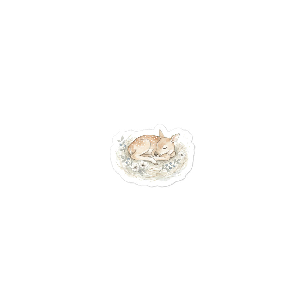 Sticker kiss-cut bébé naissance – Faon wapiti aquarelle