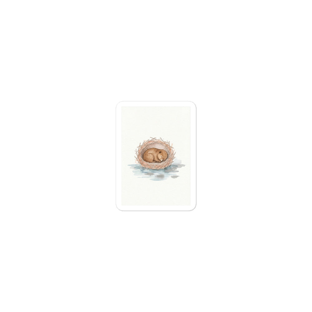 Sticker bébé chambre style scandinave – Castor endormi