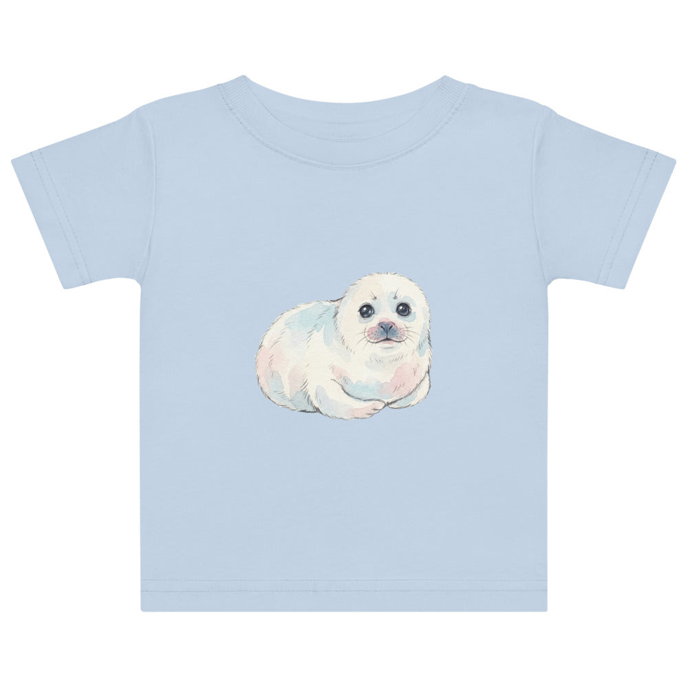 T-shirt bébé phoque blanc – Aquarelle nordique douce