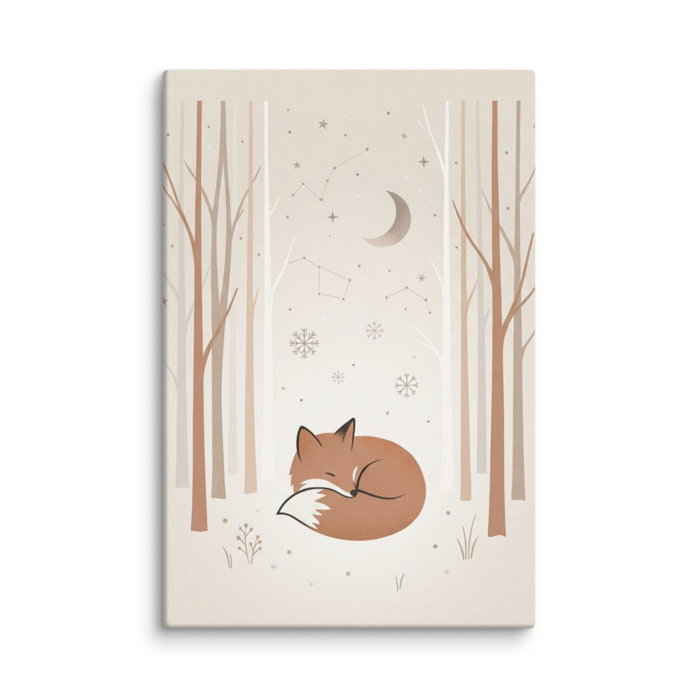 Toile Enfant Personnalisable Renard des Neiges et Étoiles