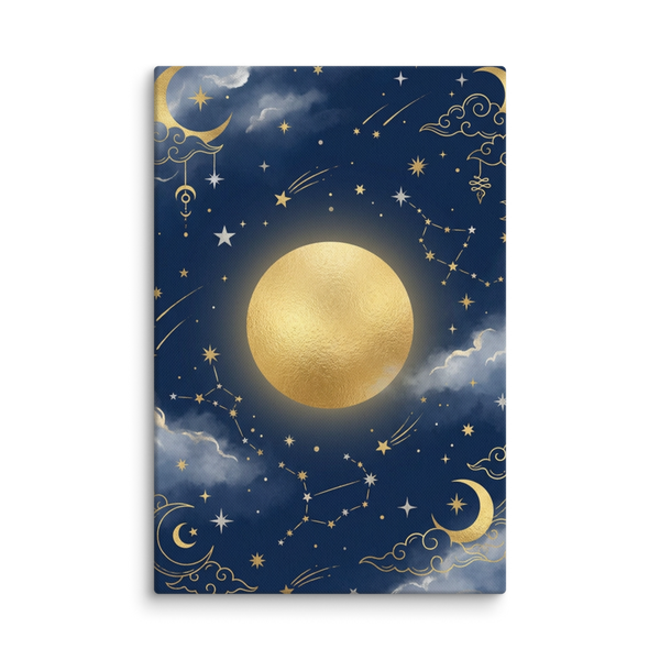 Toile Enfant Étoilée Nuit Dorée des Premiers Rêves pour Chambre