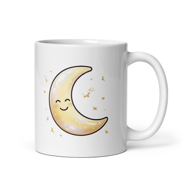 Mug Personnalisé Lune et Étoiles Dorées Cadeau Naissance et Déco