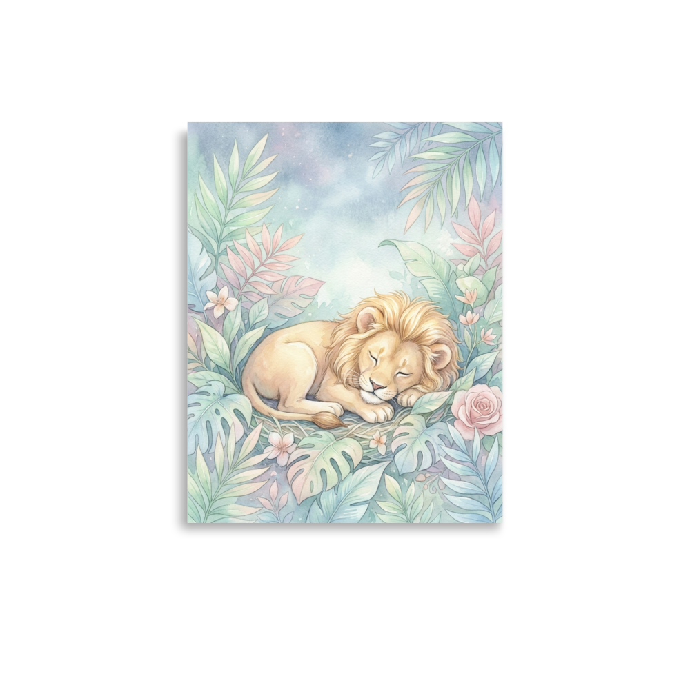 Affiche Chambre Bébé Jungle Rêves de Lionceau Pastel pour Naissance