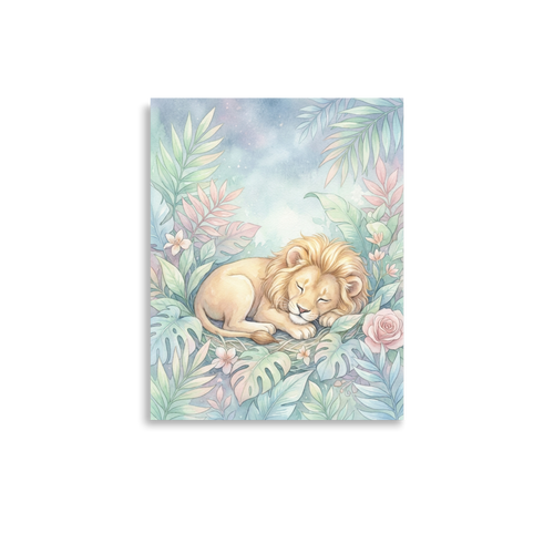 Affiche Chambre Bébé Jungle Rêves de Lionceau Pastel pour Naissance