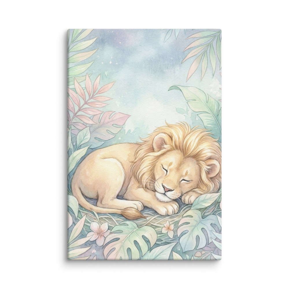 Toile Canvas Rêves de Lionceau Pastel pour Chambre Bébé Jungle