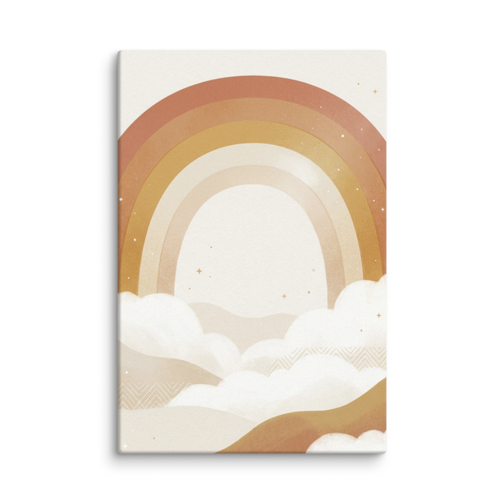 Toile Arc-en-Ciel Bohème pour Chambre Bébé Douceur et Poésie en 30×45