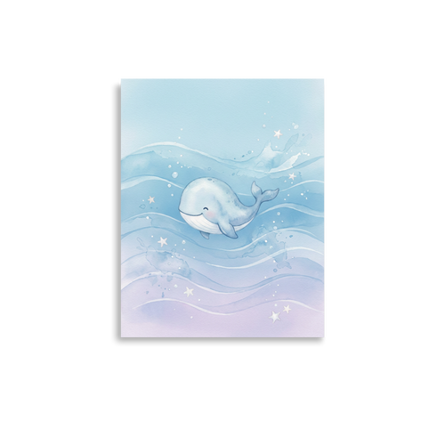 Affiche Baleine Bleue des Songes pour Chambre Bébé Personnalisable