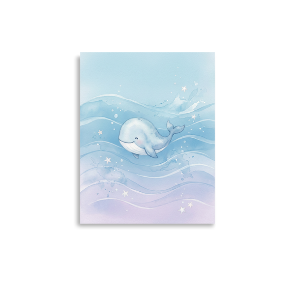 Affiche Baleine Bleue des Songes pour Chambre Bébé Personnalisable