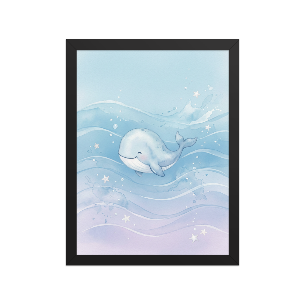 Affiche Encadrée Baleine Bleue des Songes pour Chambre Bébé Cadeau