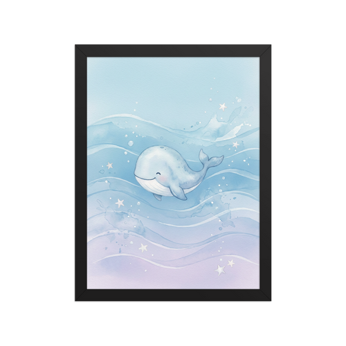 Affiche Encadrée Baleine Bleue des Songes pour Chambre Bébé Cadeau