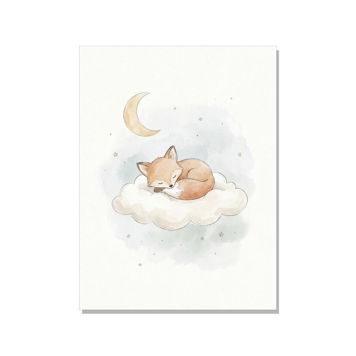 Affiche bébé renard aquarelle – Chambre enfant douce