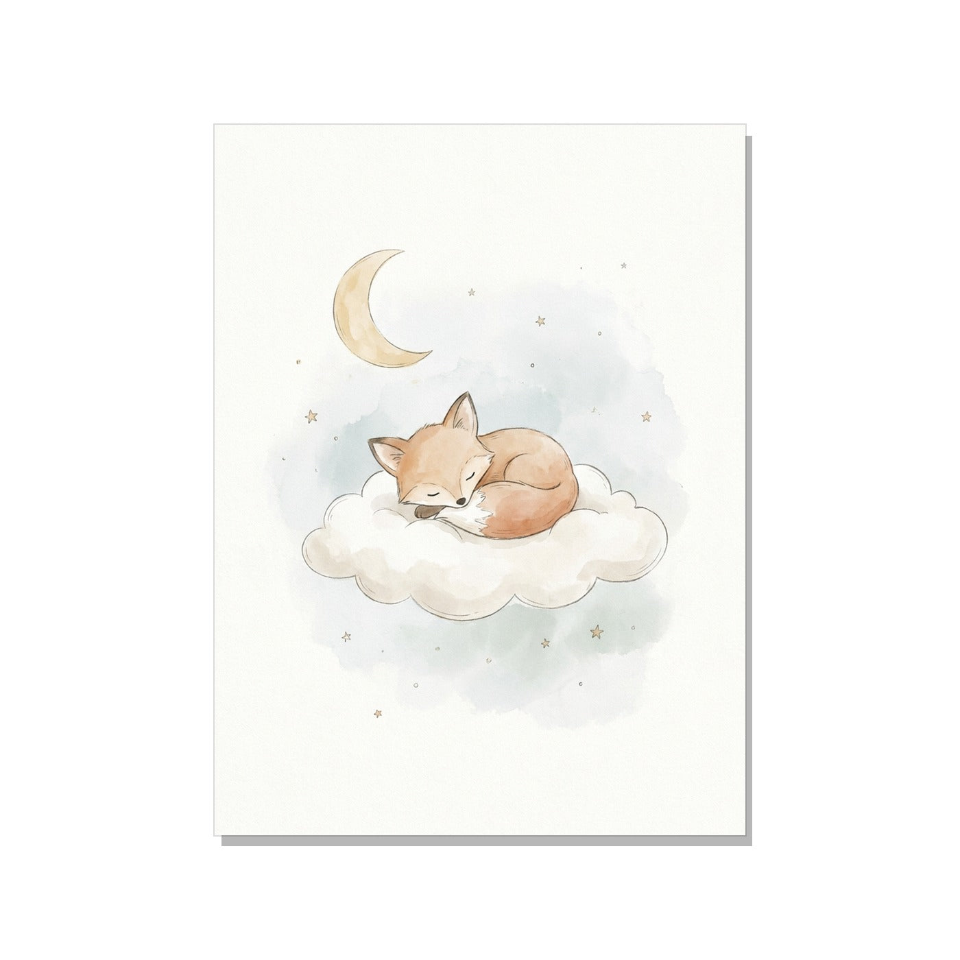 Affiche bébé renard aquarelle – Chambre enfant douce - vue 1