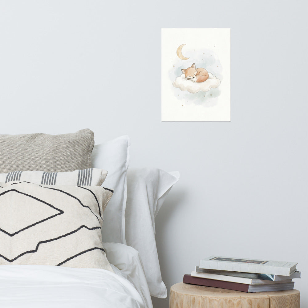 Affiche bébé renard aquarelle – Chambre enfant douce - vue 2