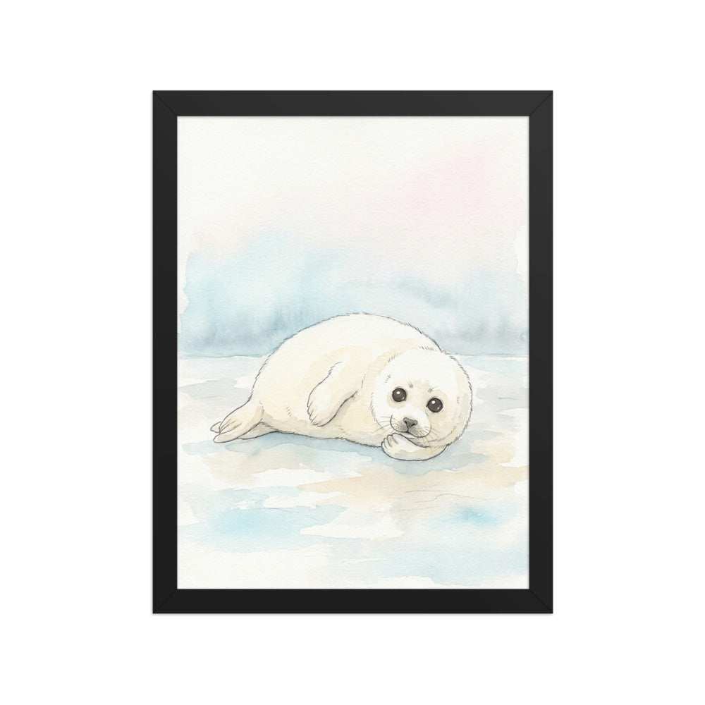 Affiche chambre bébé animal polaire – Phoque aquarelle