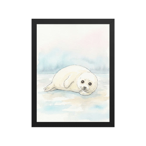 Affiche chambre bébé animal polaire – Phoque aquarelle