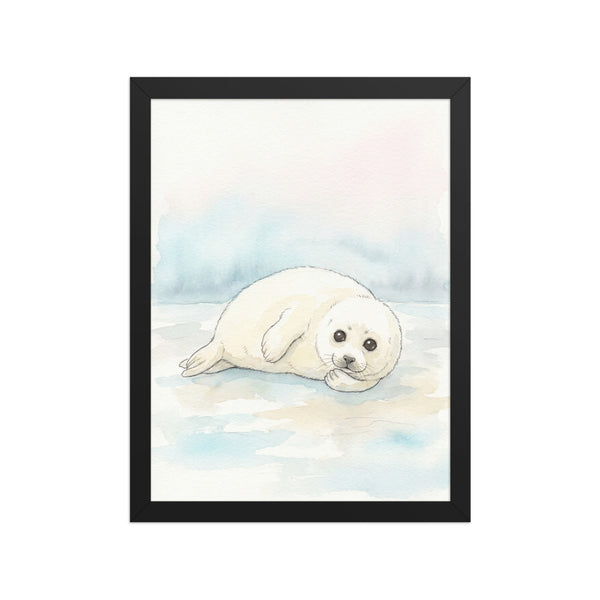 Affiche chambre bébé animal polaire – Phoque aquarelle