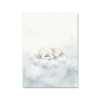 Affiche bébé scandinave – Agneau endormi sur nuage