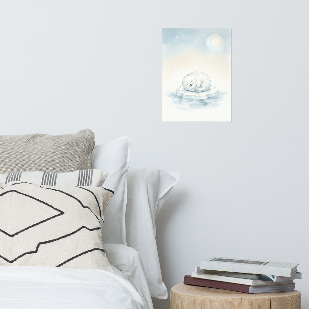 Affiche bébé chambre aquarelle scandinave – Phoque endormi - vue 2