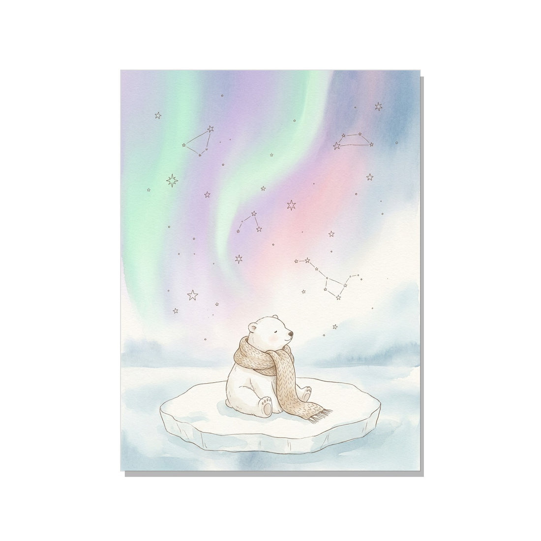 Affiche chambre bébé ours polaire – Aquarelle nordique - vue 1