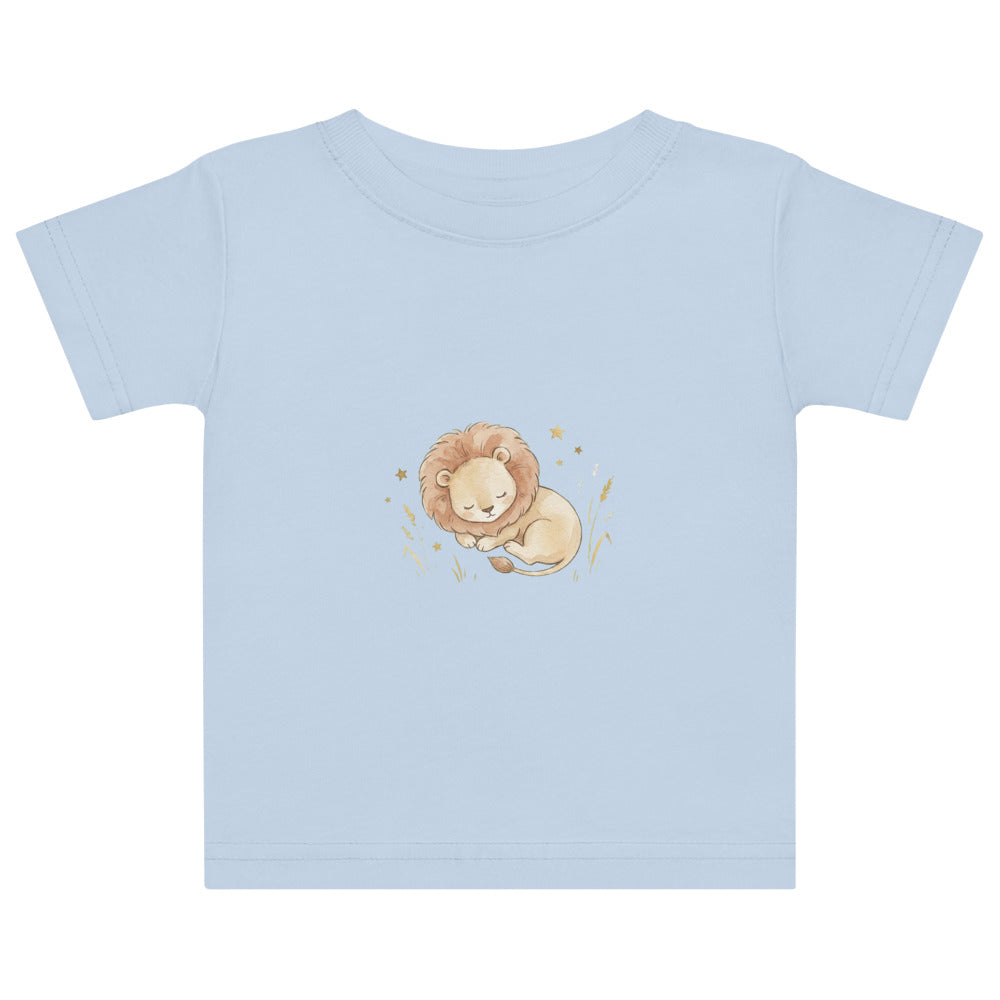 T-shirt bébé lion naissance – Aquarelle scandinave douce