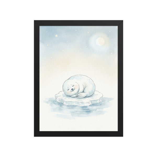 Poster encadré naissance bébé style scandinave – Phoque