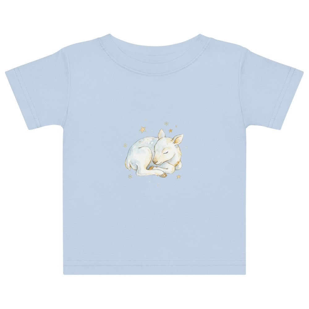T-shirt bébé renne naissance – Aquarelle nordique douce
