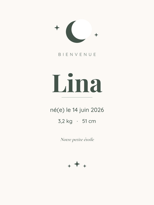 Affiche de naissance personnalisée