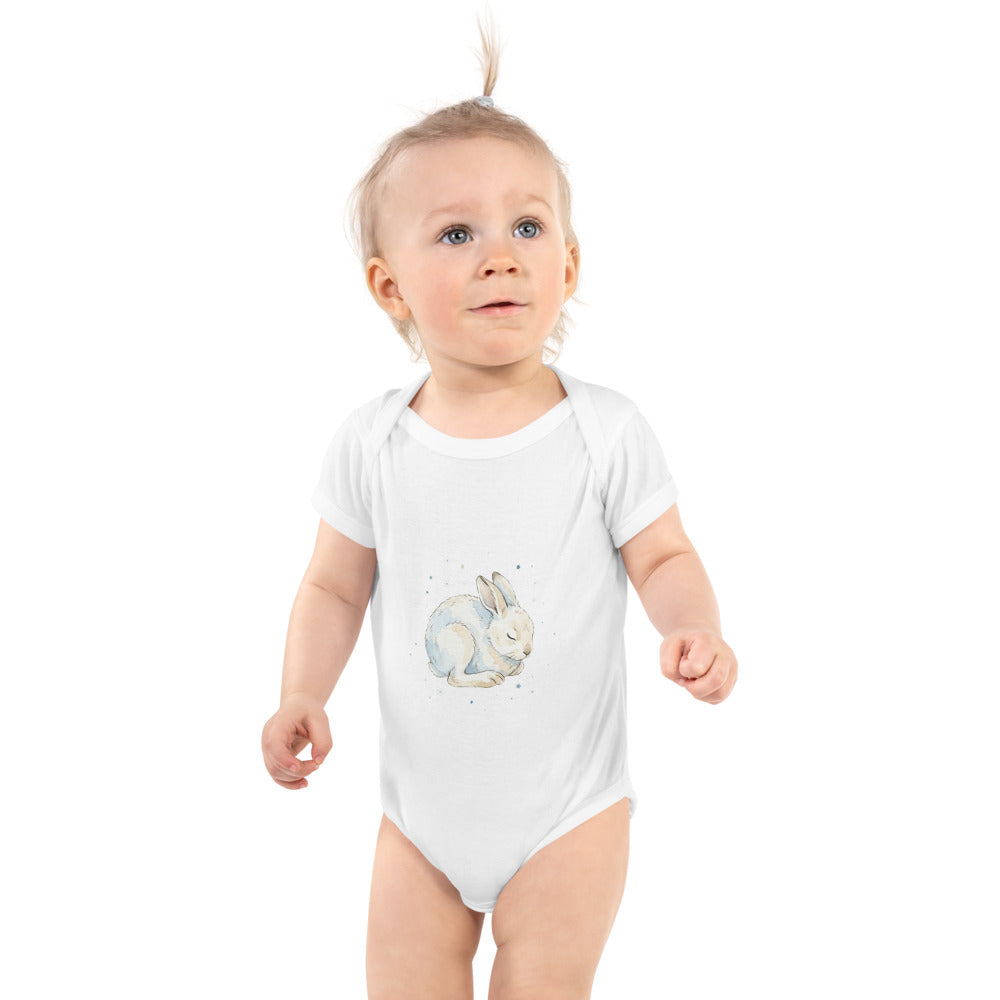 Body bébé lapin naissance – Aquarelle nordique douce