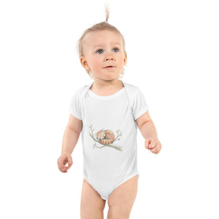 Body bébé panda roux original – Illustration hivernale douce
